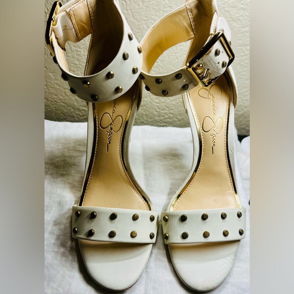 Jessica Simpson Elonna 2 Powder Ankle Strap Studded Stiletto Size 6.5
